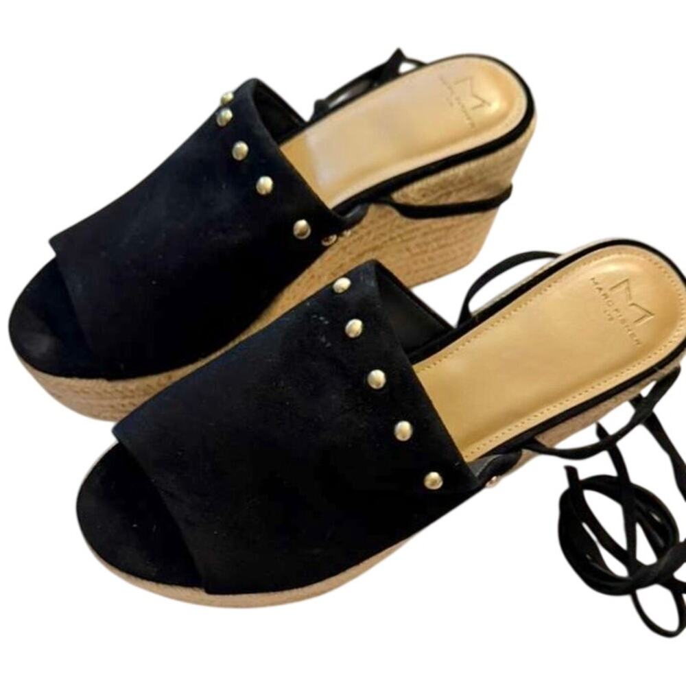 NWOB Marc Fisher LTD Verena Lace-up Espadrille Platform Black Suede sz. 9.5